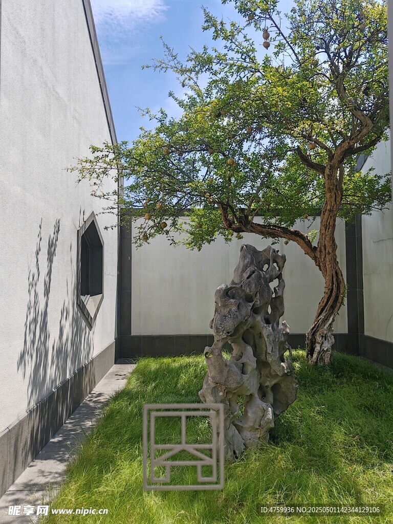 中式庭院一角景观