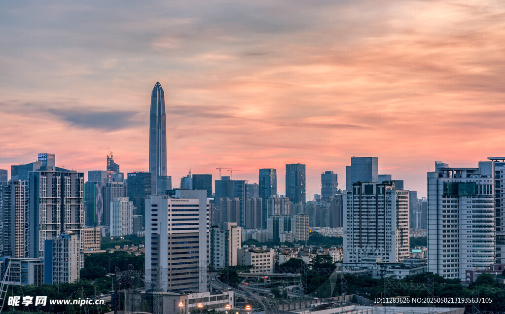 深圳城市天际线美丽黄昏
