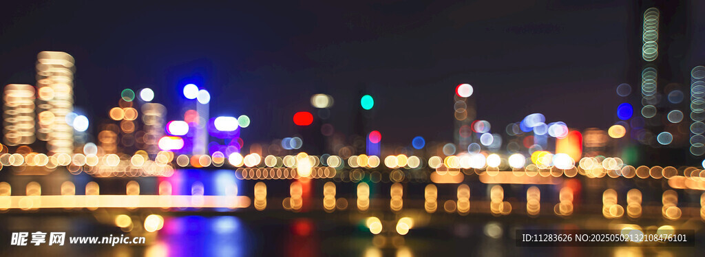 城市璀璨夜景河畔风光