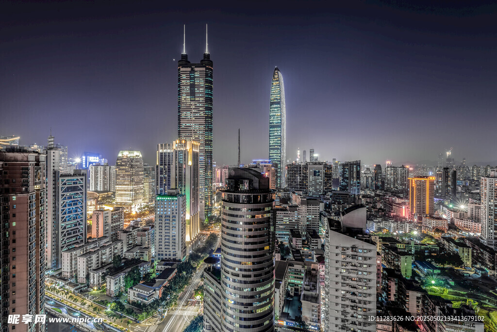 深圳璀璨夜景城市天际线