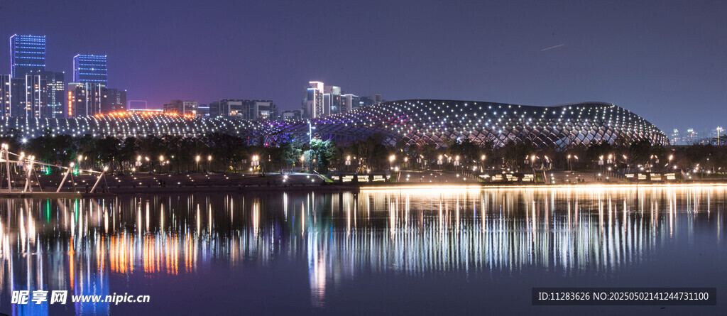 城市夜景桥梁倒影美景