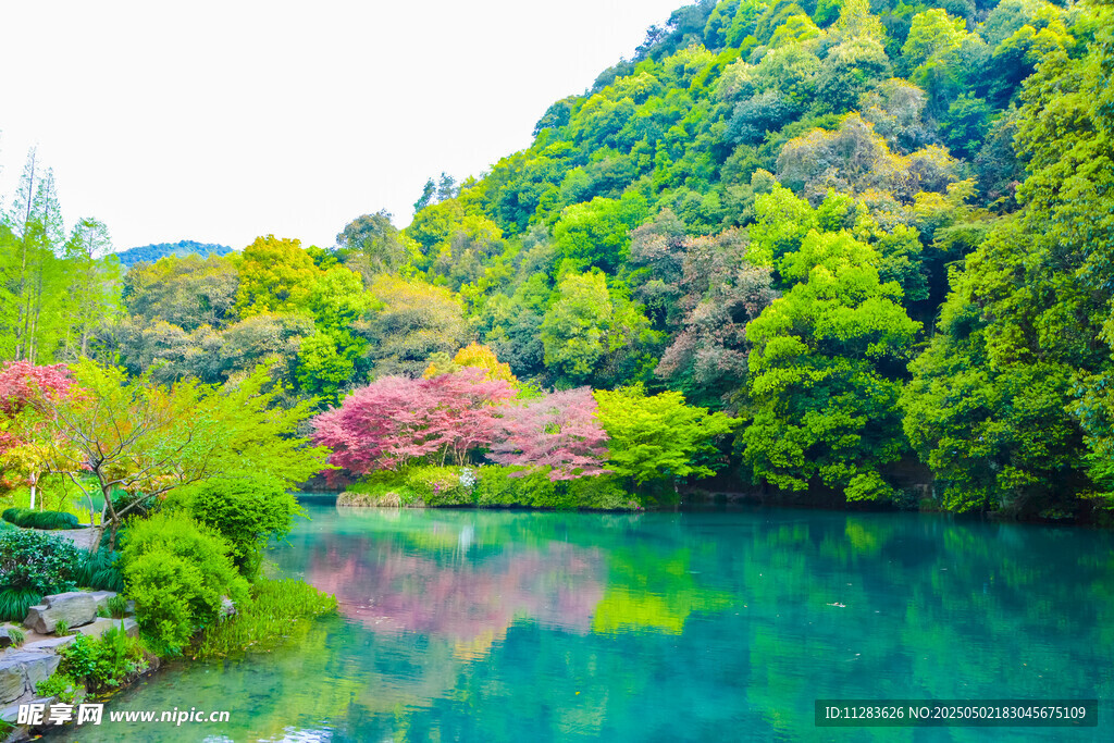 青山绿水间的秀丽湖景
