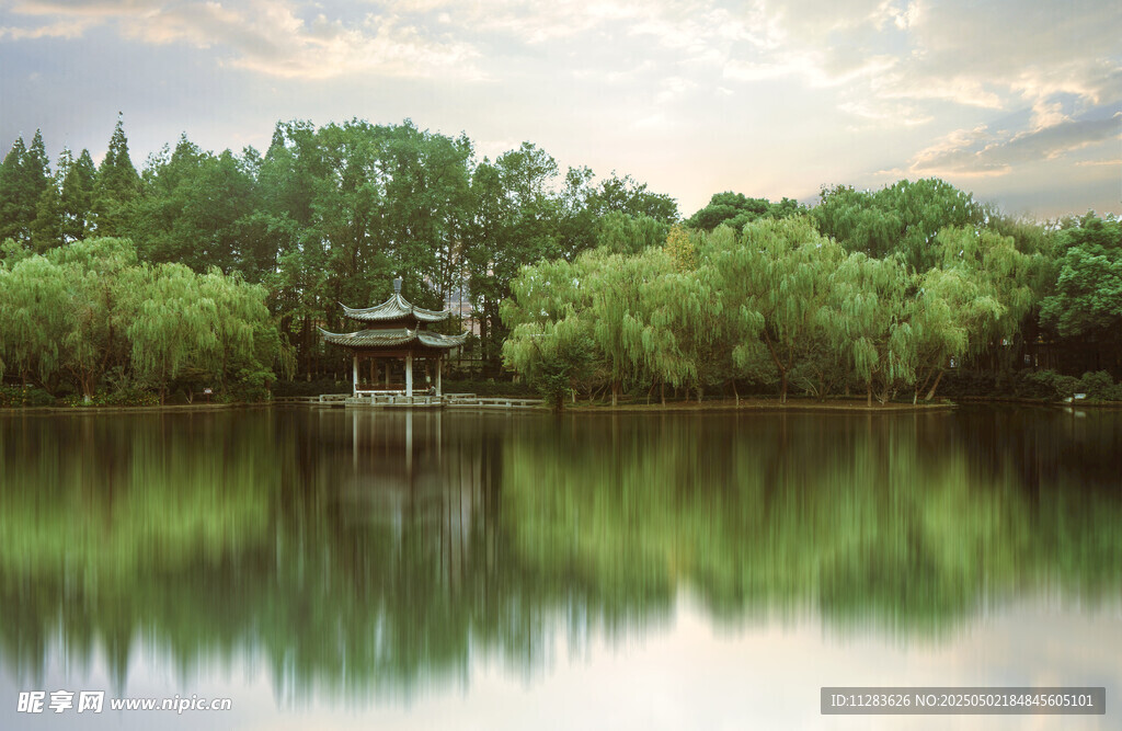 湖畔亭景 绿意盎然