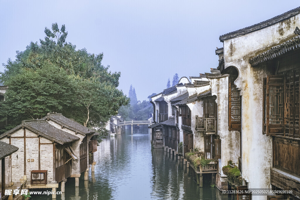 江南水乡古巷河道美景