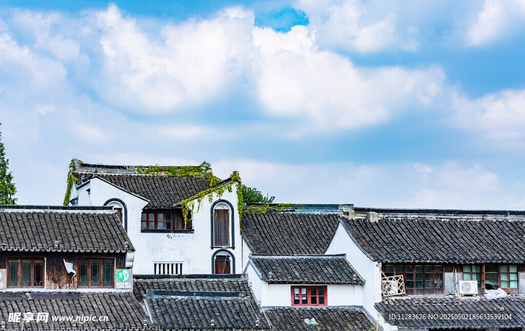 江南水乡古建筑屋顶景致