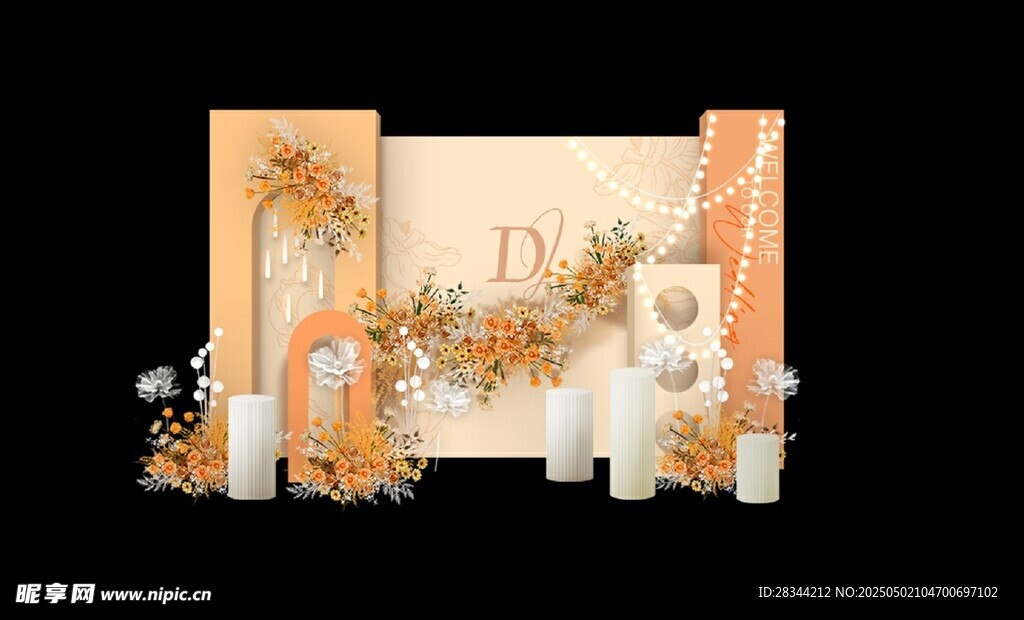 婚礼设计效果图 香槟色婚礼