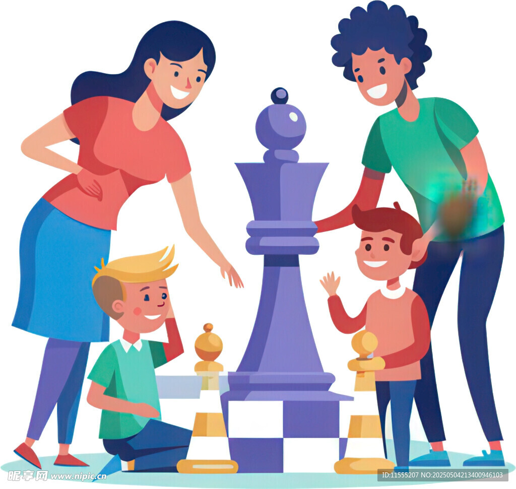 家庭欢乐下棋时光