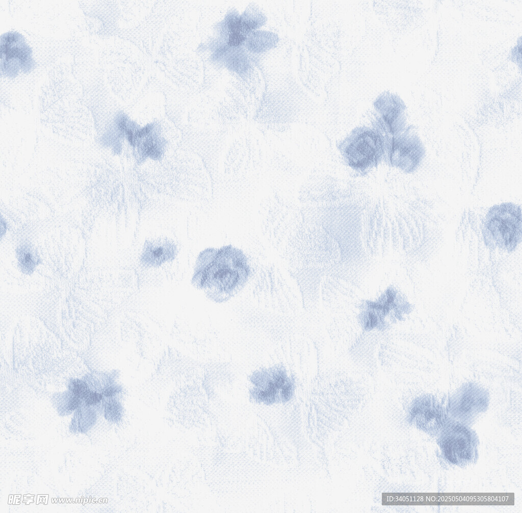 扎染蓝白花卉图案布料纹理