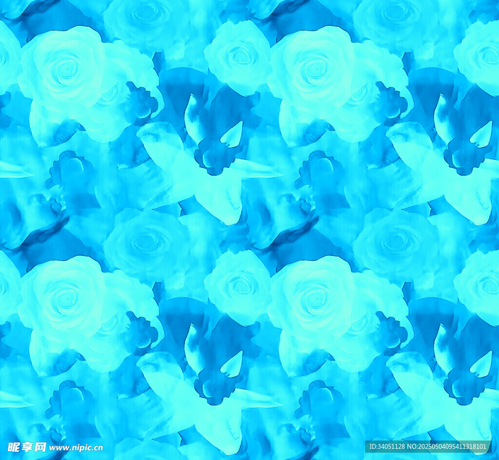 扎染蓝色水彩风抽象图案纹理