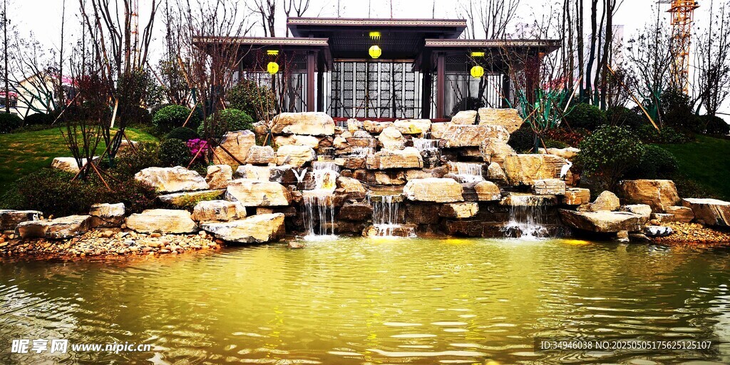 中式园林水景假山景观