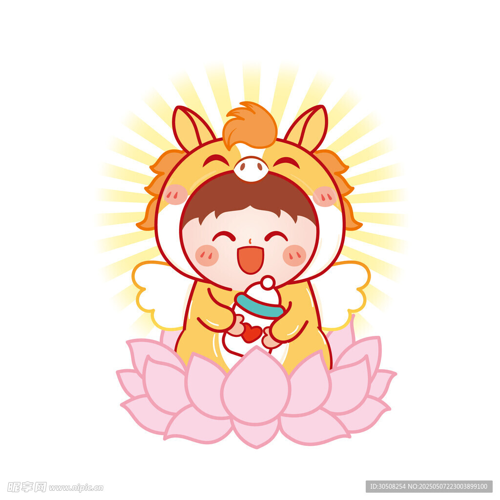 可爱的马头像卡通头像插画设计