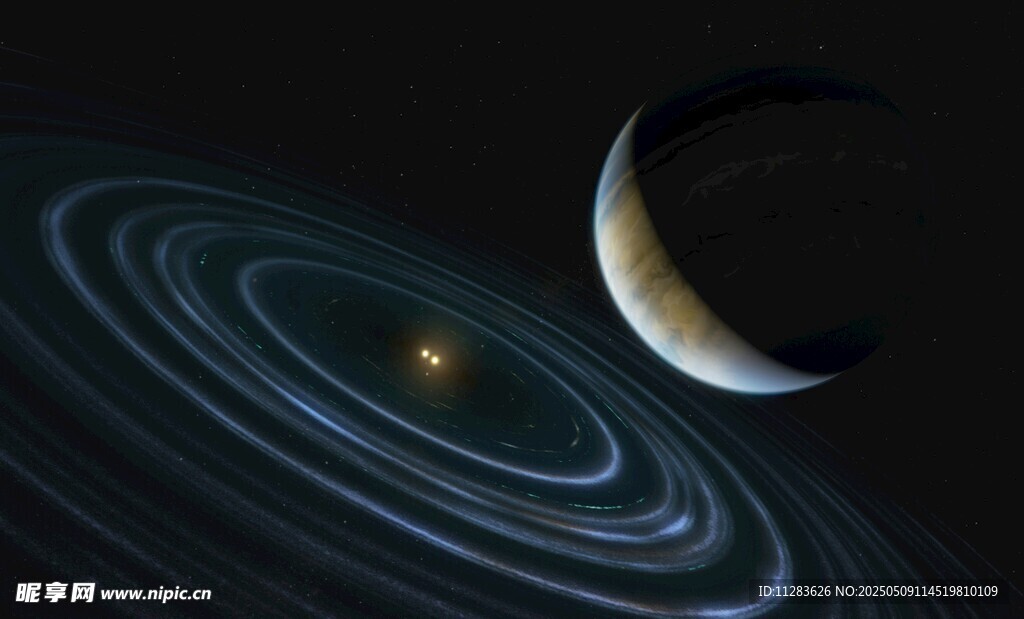 行星环系统与卫星景观