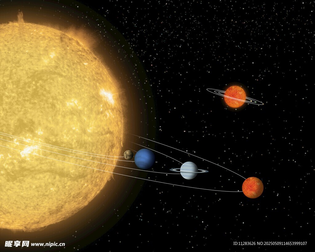 太阳系行星环绕太阳图景