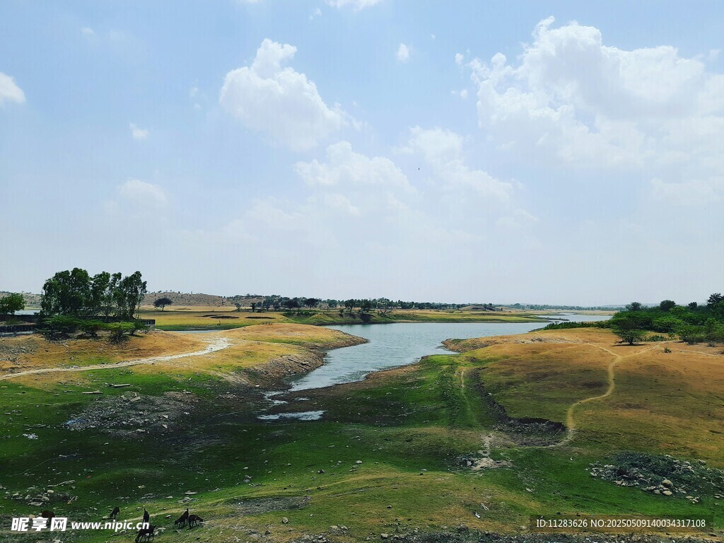 河畔田园风光美景
