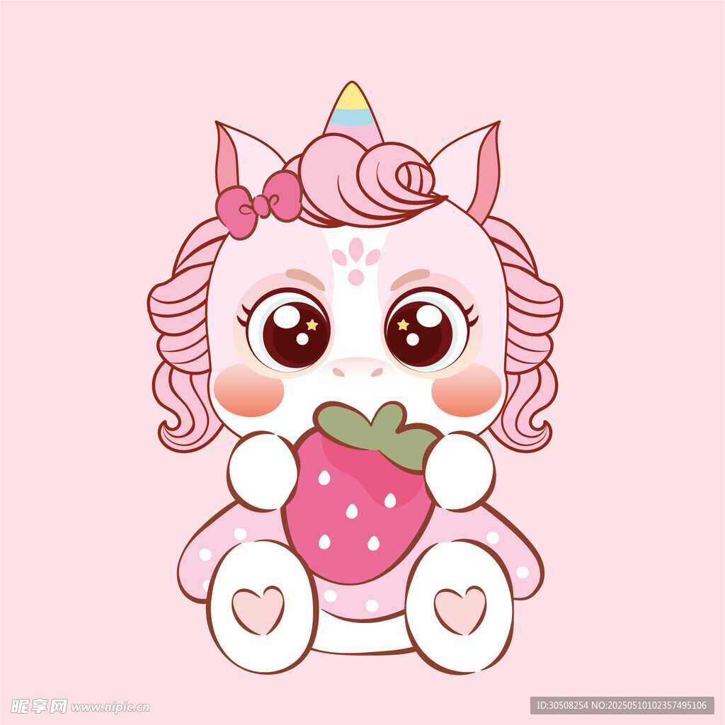 调皮的萌马卡通头像插画图片设计