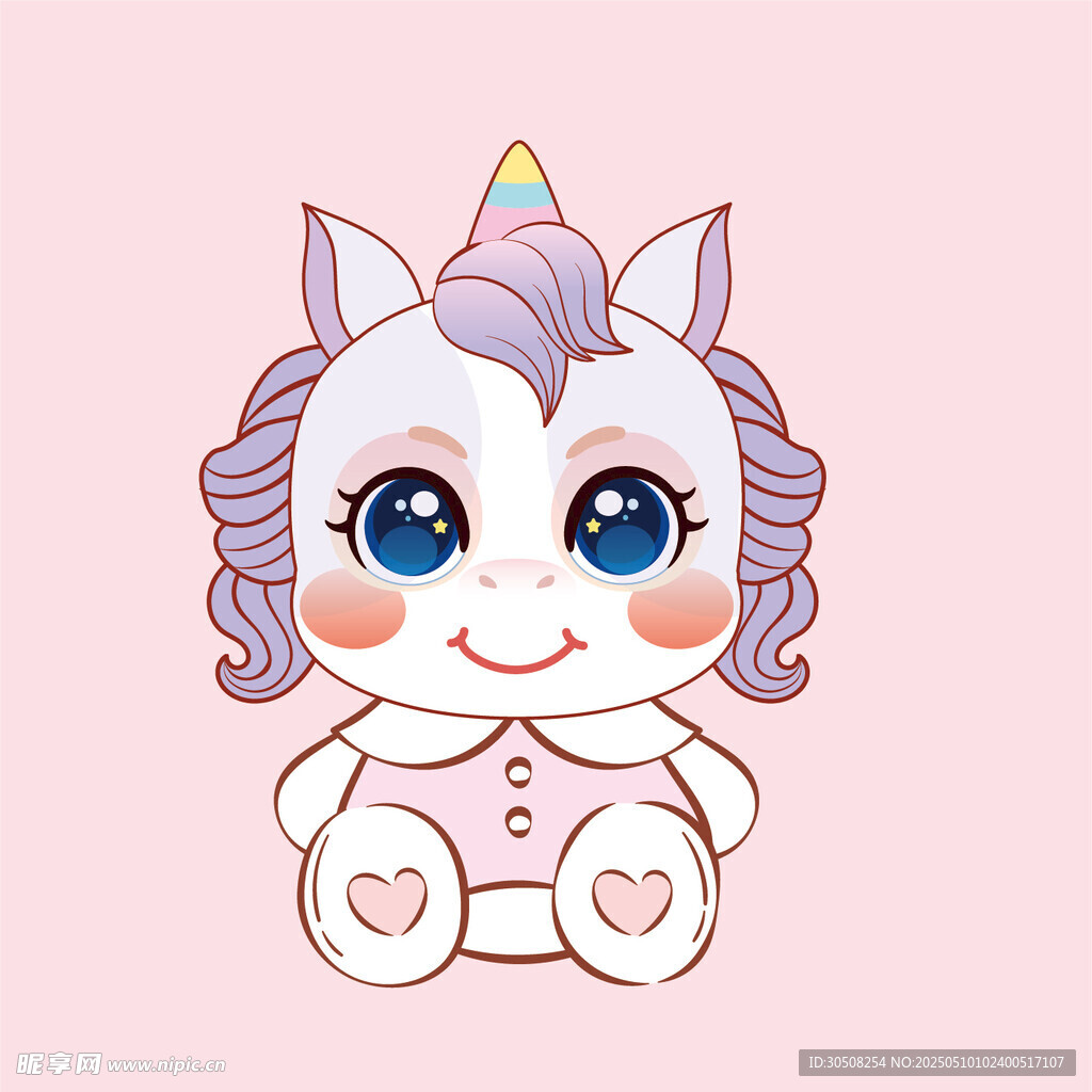 调皮的萌马卡通头像插画设计