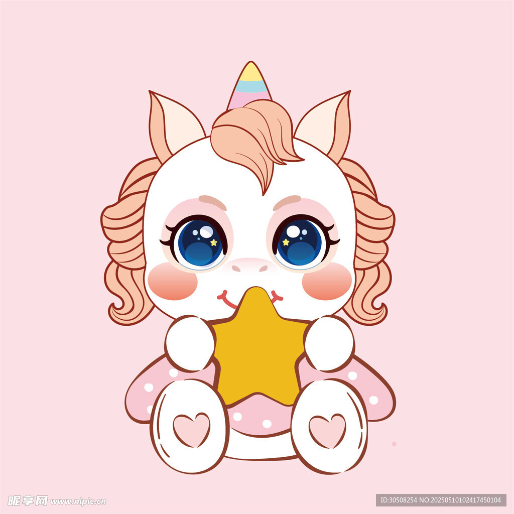 调皮的萌马形象插画