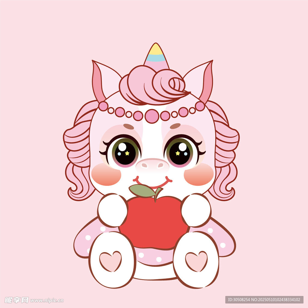 萌萌的萌马卡通头像插画