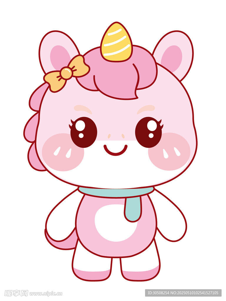 萌萌的萌马形象卡通图