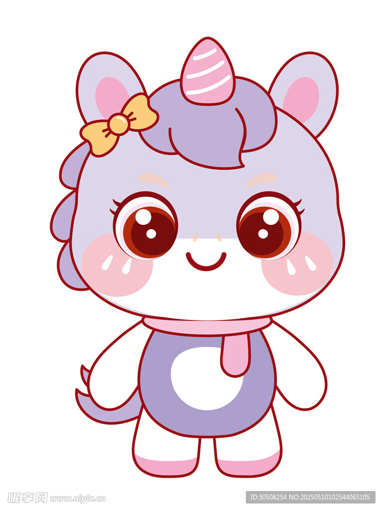 萌萌的萌马形象插画