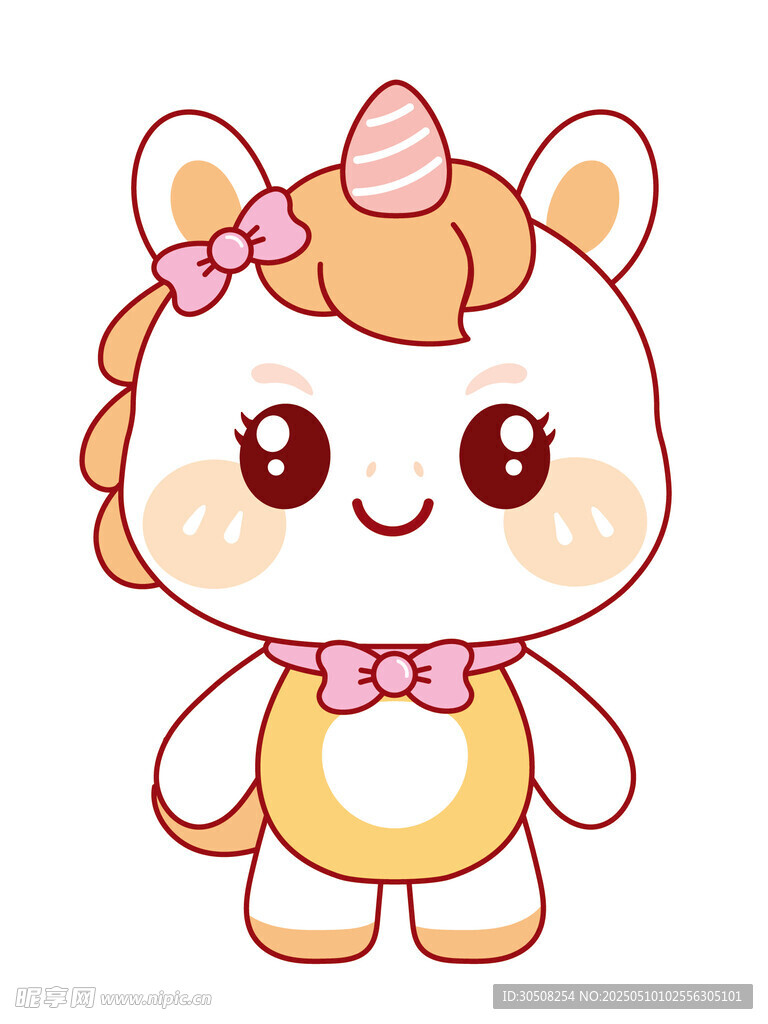 萌萌的萌马插画卡通