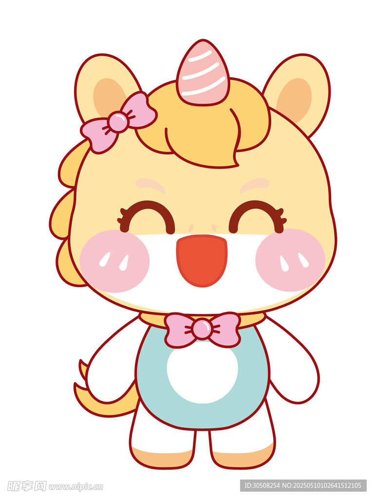 活泼的萌马形象插画