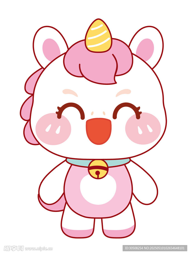 可爱的萌马卡通头像插画