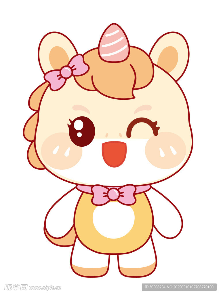 可爱的萌马插画卡通