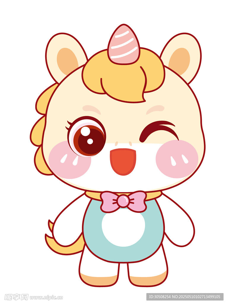 活泼的黄色小马驹卡通头像插画