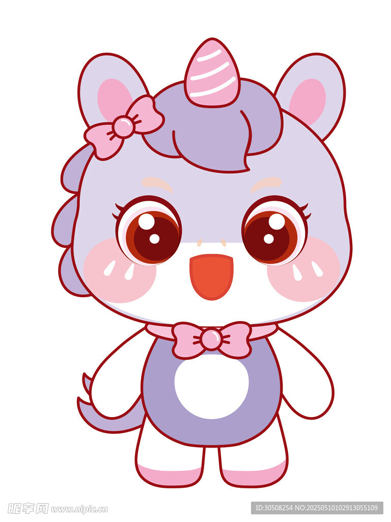 幸运的紫色小马驹卡通头像插画