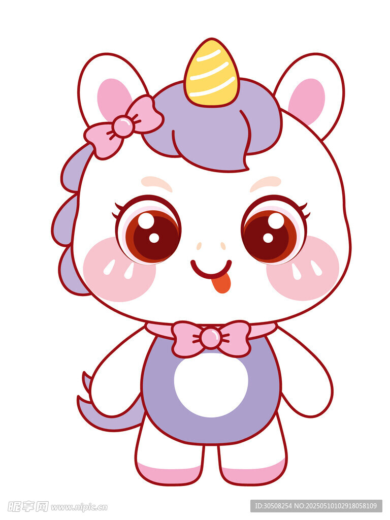 幸运的独角兽形象插画