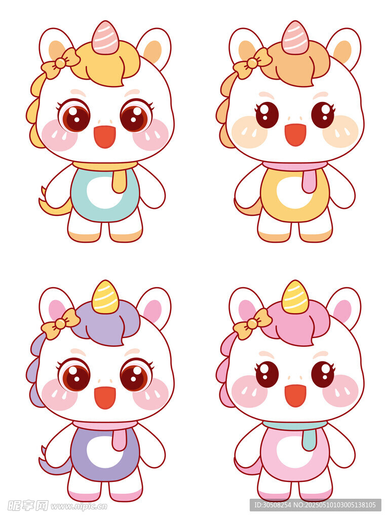 漂亮的马宝宝插画卡通可爱