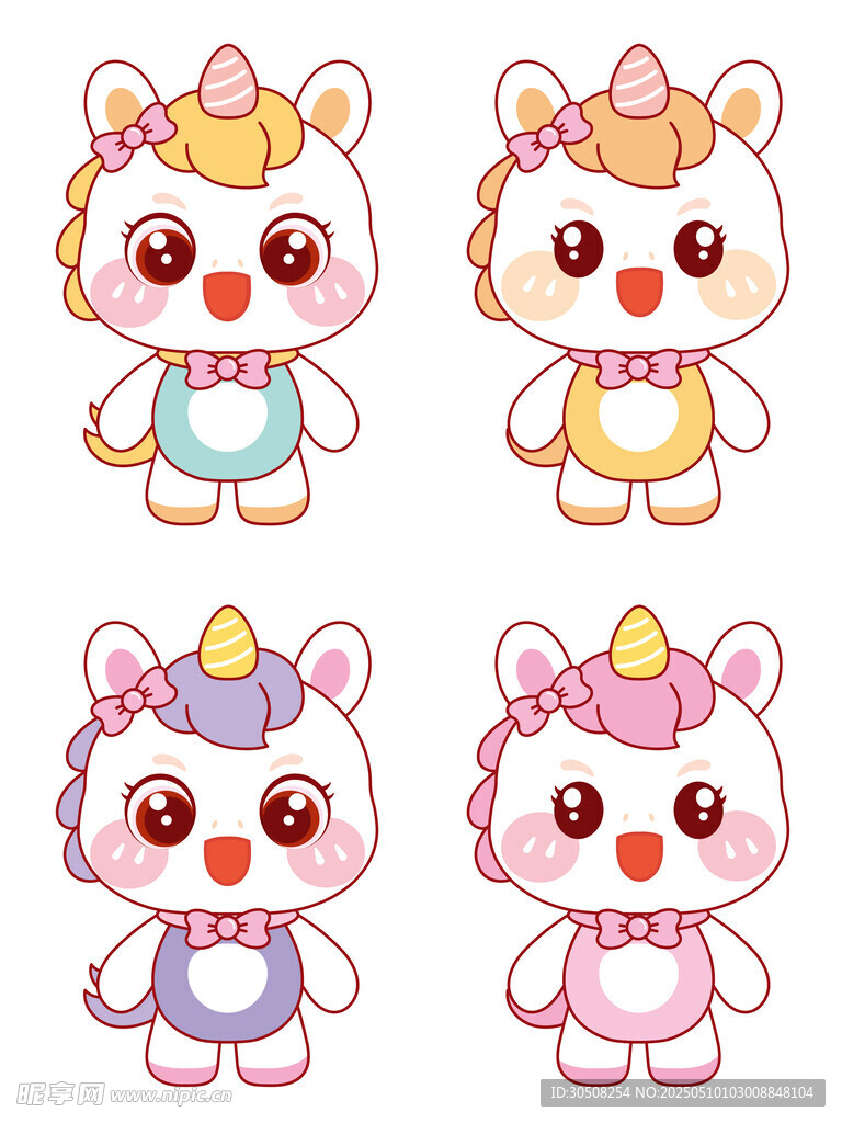 漂亮的独角兽形象插画