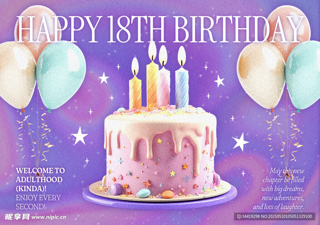 18岁生日蛋糕庆祝场景