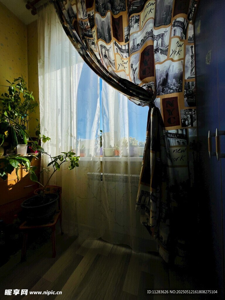 复古风窗边绿植装饰角落