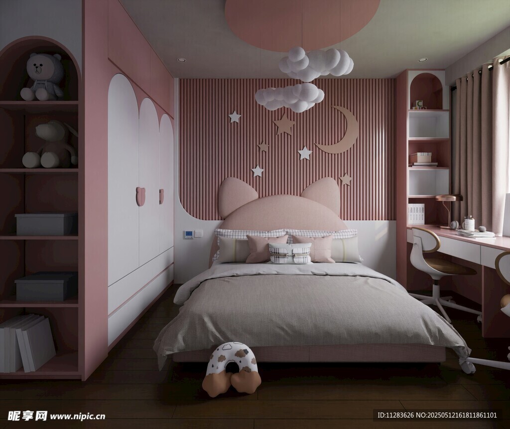 粉色梦幻儿童卧室空间