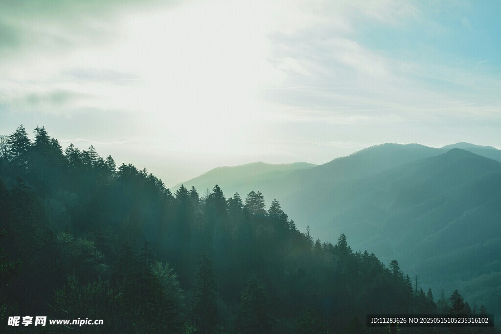 山林晨光美景