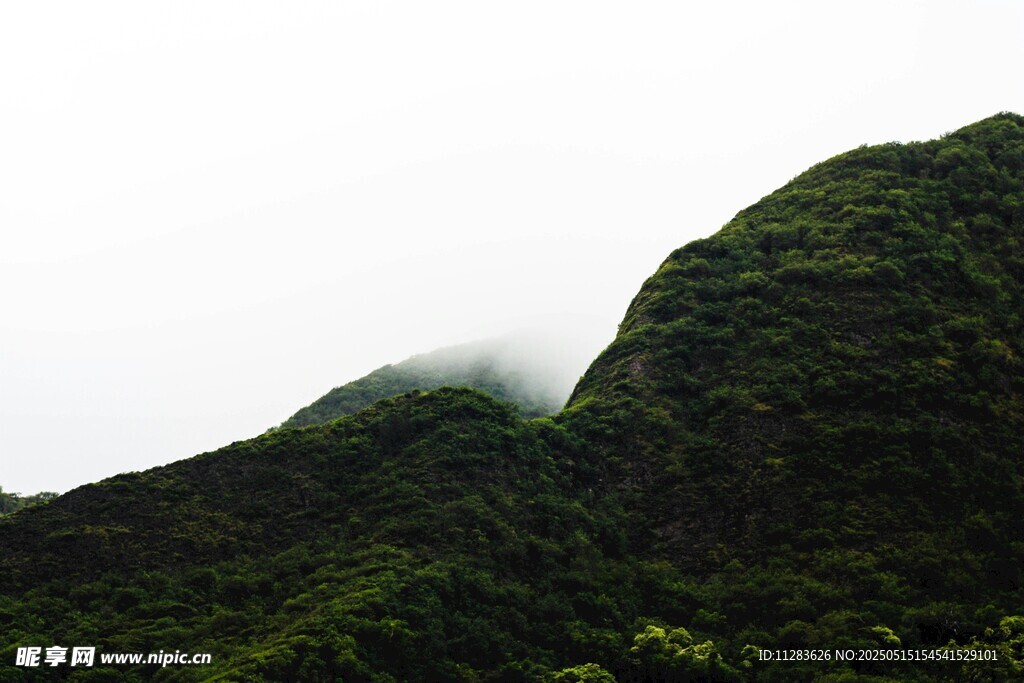 云雾缭绕的翠绿山峦