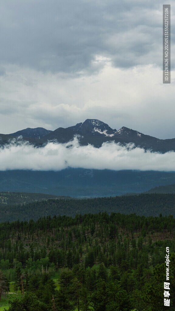 云雾缭绕的山林与远山