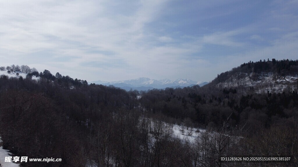 冬日山峦雪景全景图