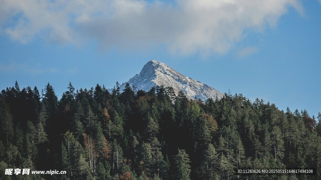 山林间的巍峨雪峰