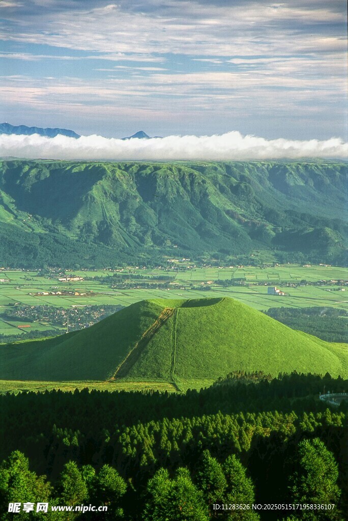 翠绿山峦与葱郁森林美景