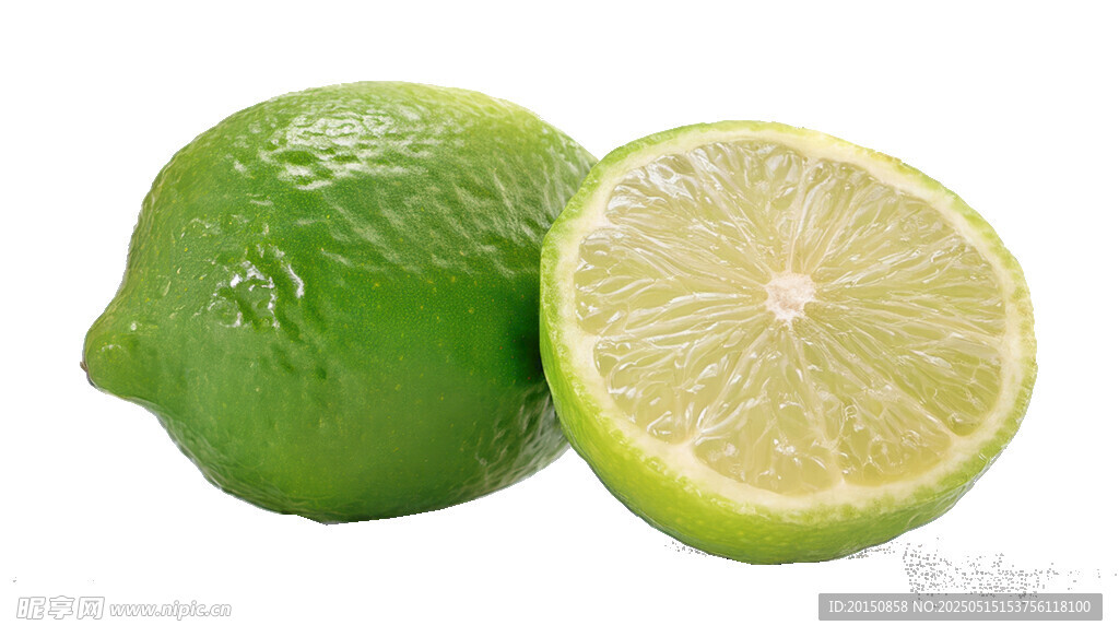 新鲜青柠 一半切开展示