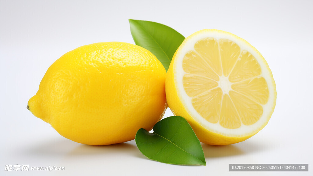 新鲜柠檬带叶展示