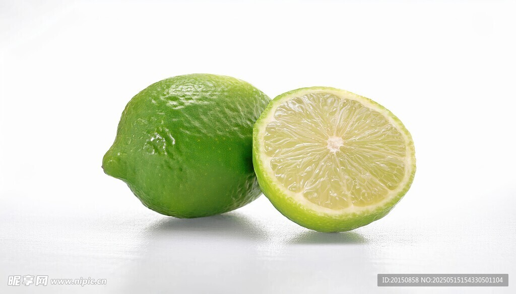 新鲜青柠 一半切开展示