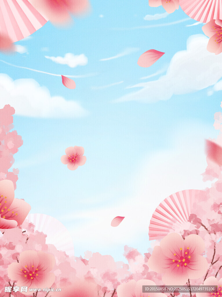 浪漫粉色樱花天空美景