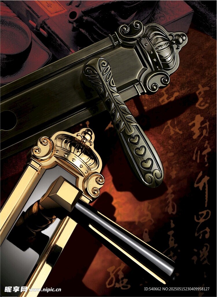 欧式执手锁高清特写摄影