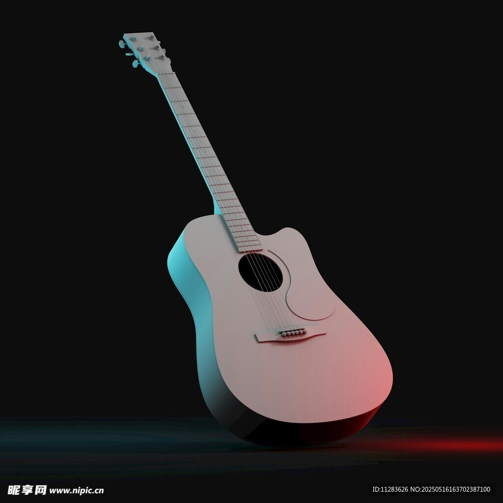 简约风吉他3D模型展示