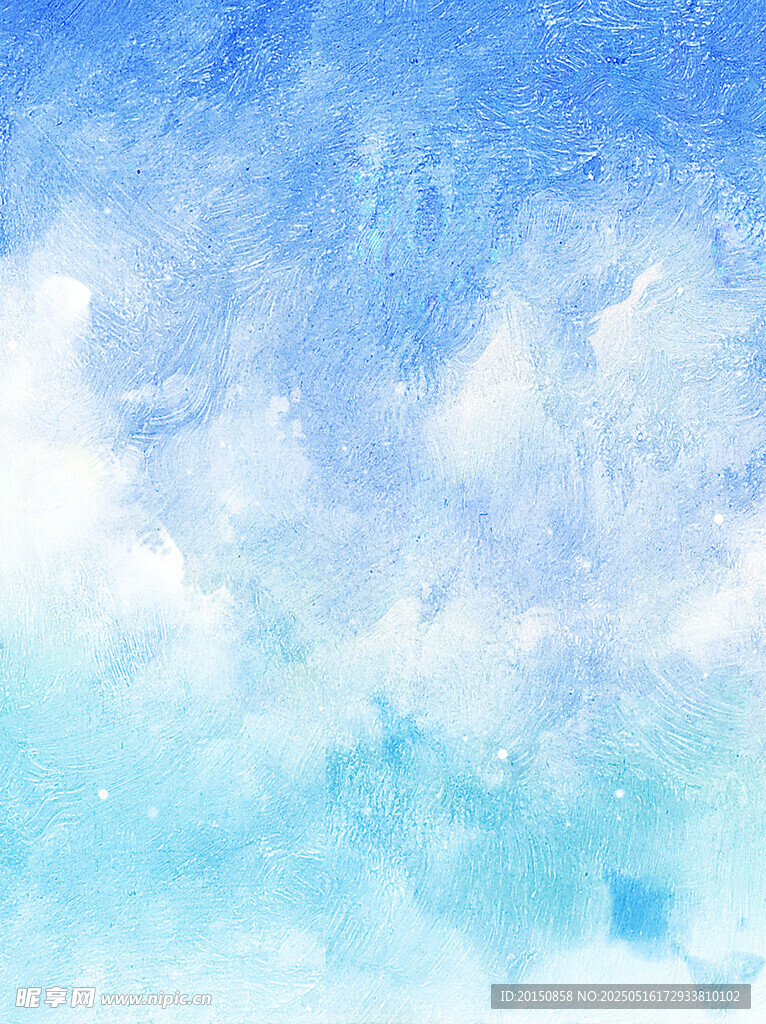 梦幻蓝色天空水彩背景图