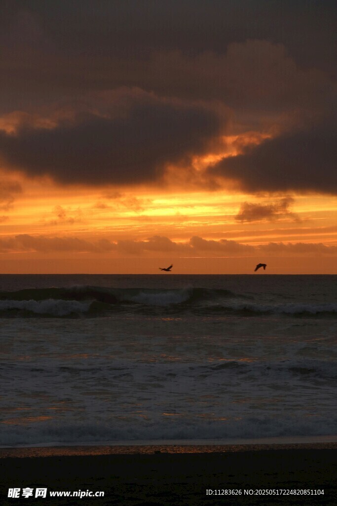 夕阳下的海边美景